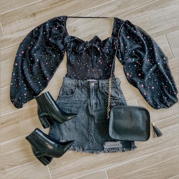 Buddylove black tie top - long sleeve - only worn for pics - Picture 1 of 9